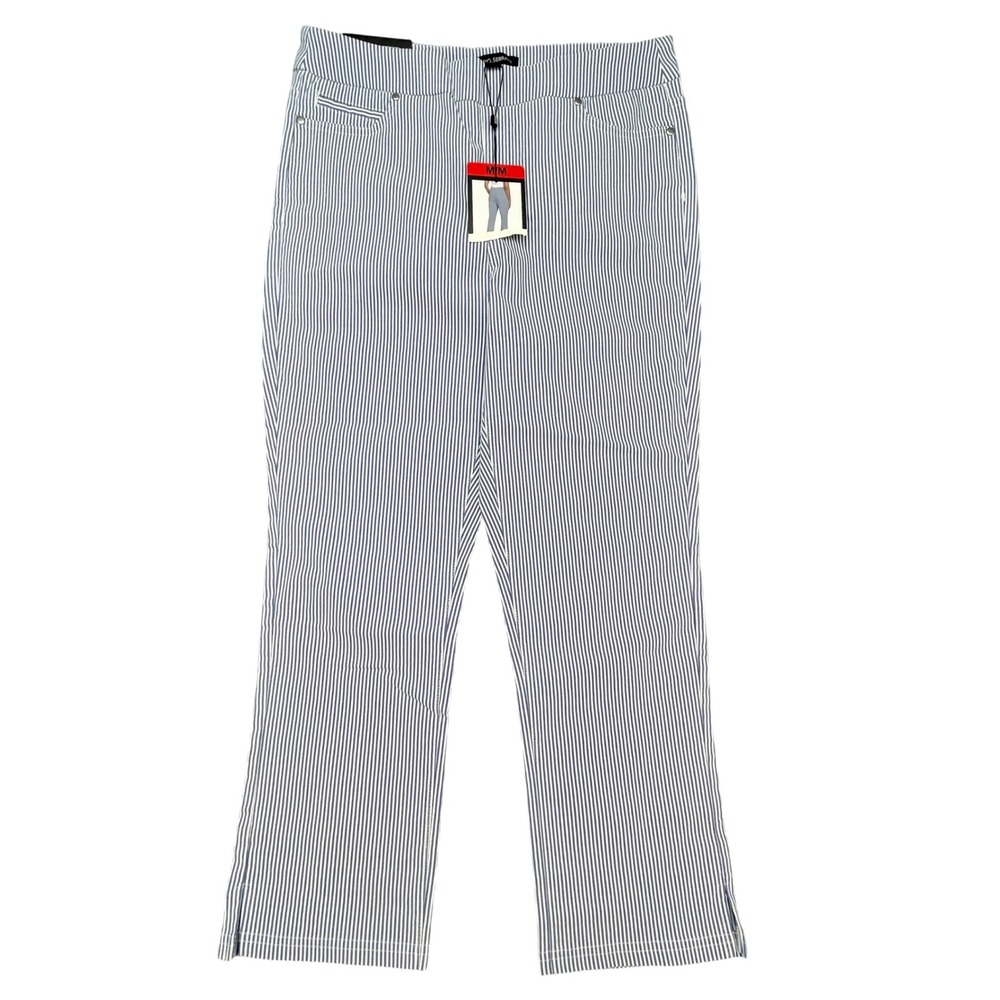 Mario Serrani Italy Capri Pants Womens M Blue White Striped Comfort Stretch